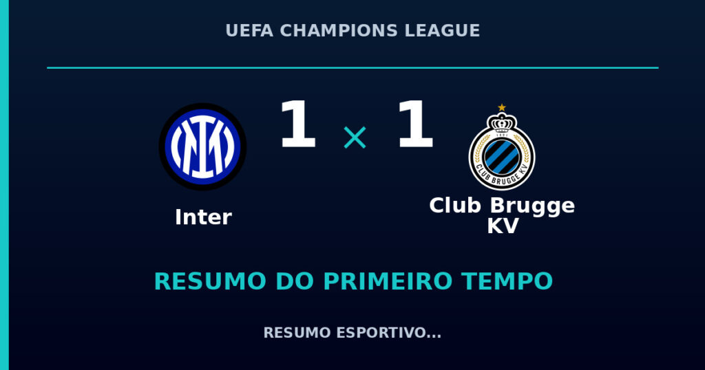 Inter 1 x 1 Club Brugge KV: como foi o primeiro tempo