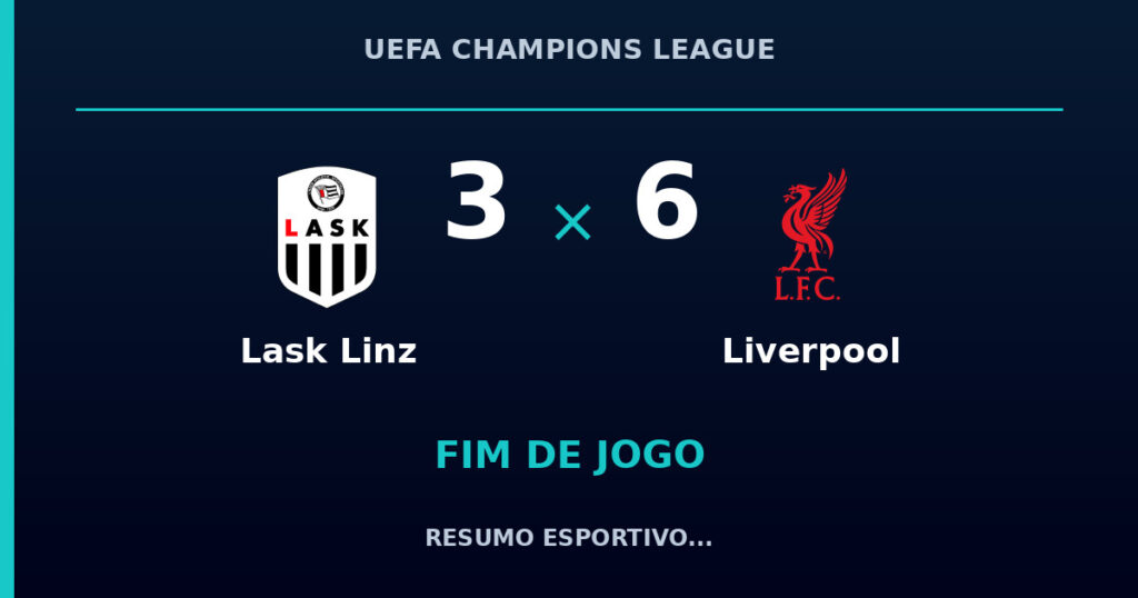 Liverpool vence Lask Linz por 6 a 3