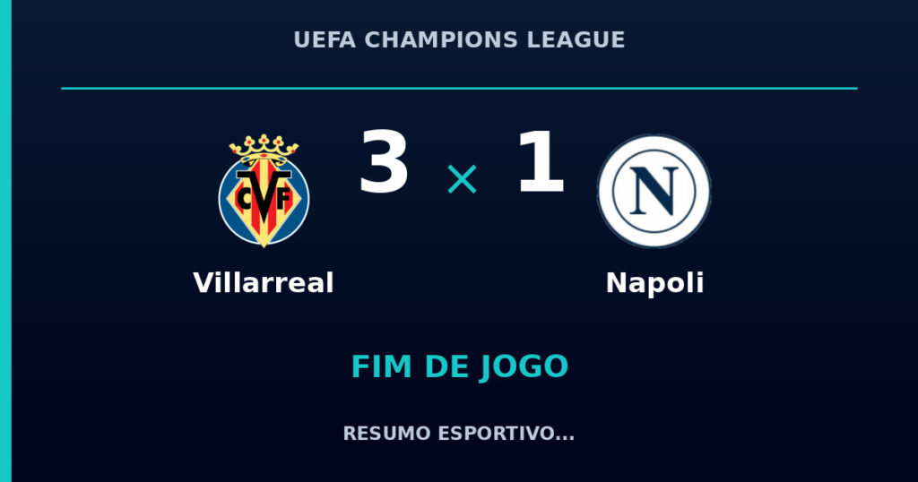 Villarreal reage e vence Napoli por 3 a 1