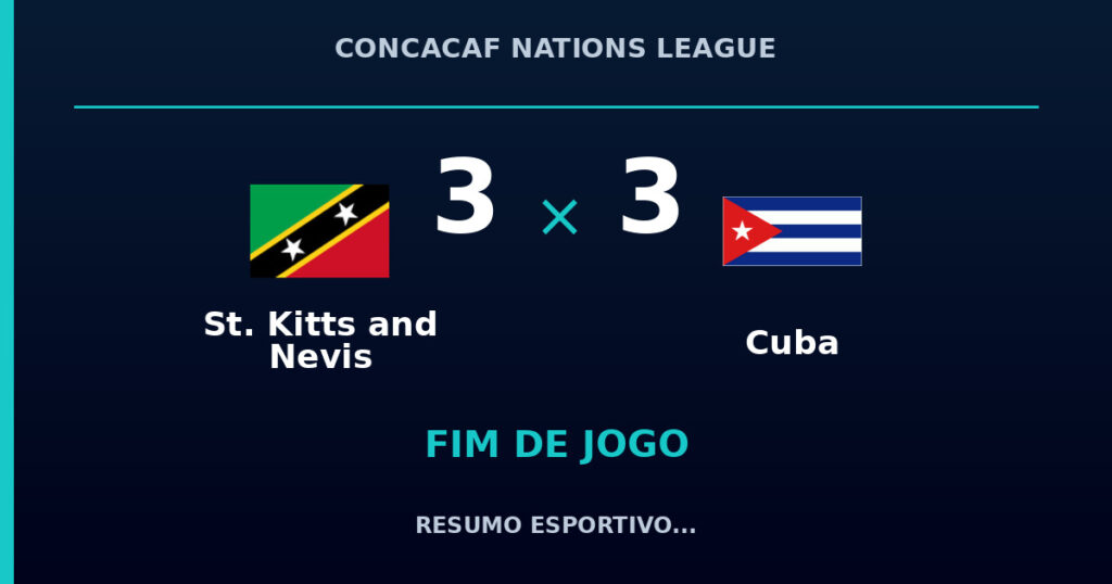 St. Kitts and Nevis e Cuba empatam por 3 a 3