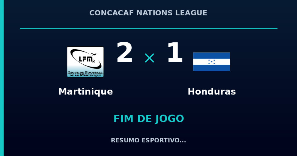 Martinique marca no fim e vence Honduras por 2 a 1