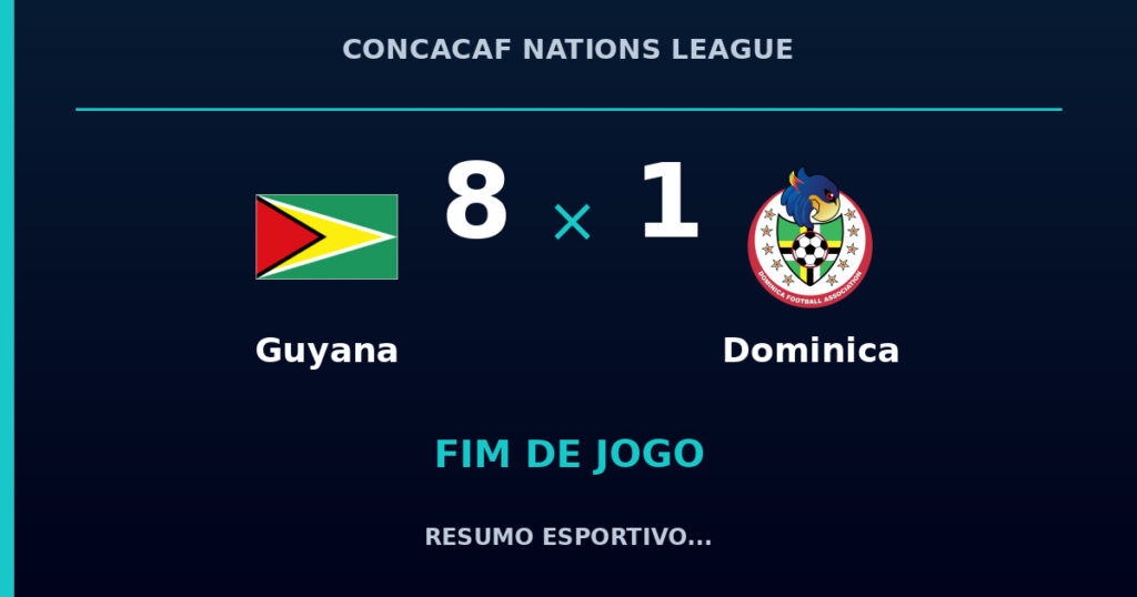 Guyana vence Dominica por 8 a 1