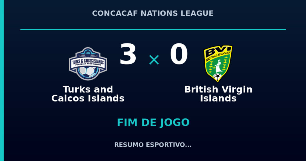 Turks and Caicos Islands vence British Virgin Islands por 3 a 0