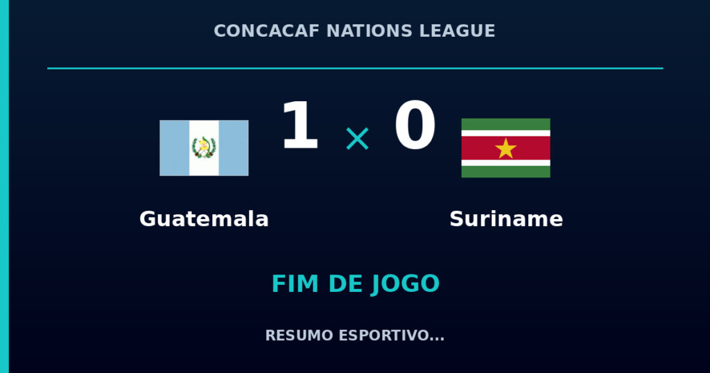 Guatemala marca no fim e vence Suriname por 1 a 0