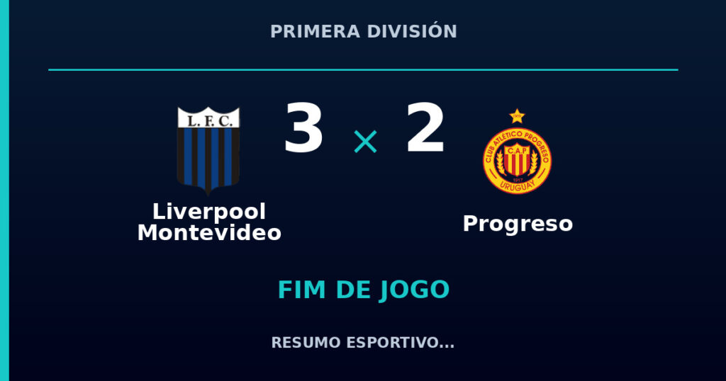 Liverpool Montevideo vence Progreso por 3 a 2