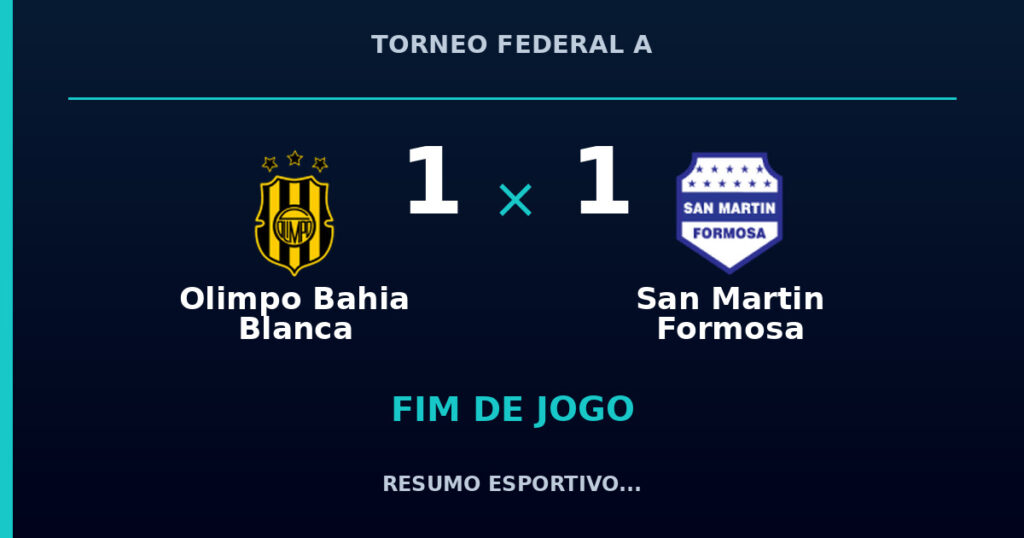Olimpo Bahia Blanca e San Martin Formosa empatam por 1 a 1