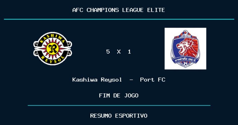 Kashiwa Reysol 5 x 1 Port FC: resultado da partida