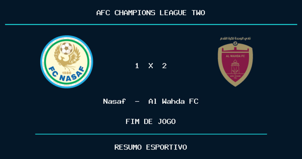 Nasaf 1 x 2 Al Wahda FC: resultado da partida