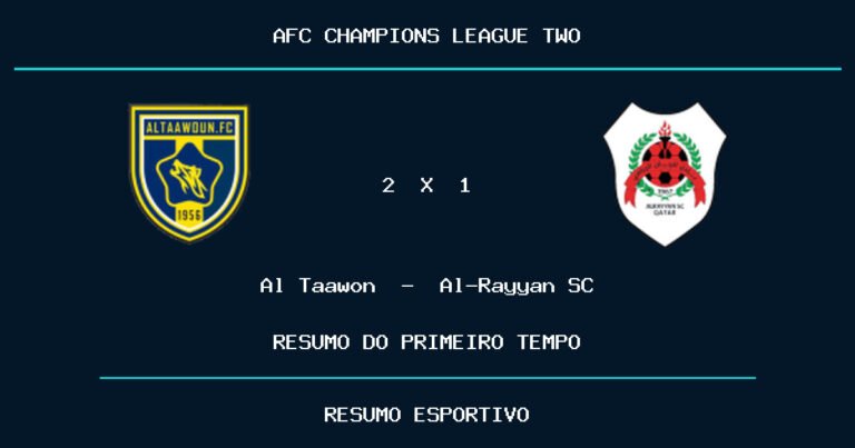 Al Taawon 2 x 1 Al-Rayyan SC: como foi o primeiro tempo