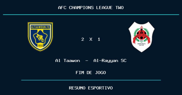 Al Taawon 2 x 1 Al-Rayyan SC: resultado da partida