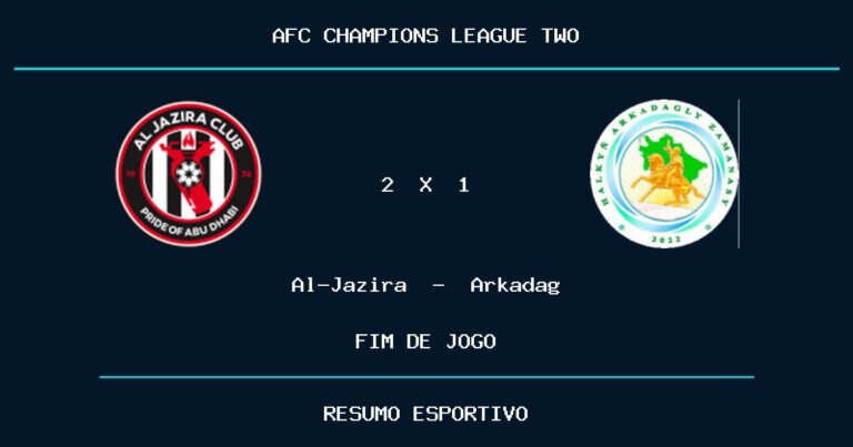 Al-Jazira 2 x 1 Arkadag: resultado da partida