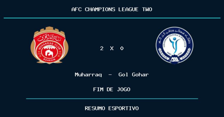 Muharraq 2 x 0 Gol Gohar: resultado da partida