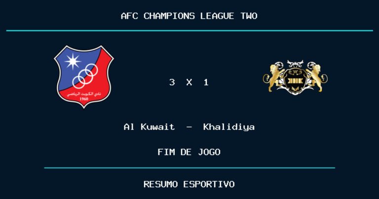 Al Kuwait 3 x 1 Khalidiya: resultado da partida