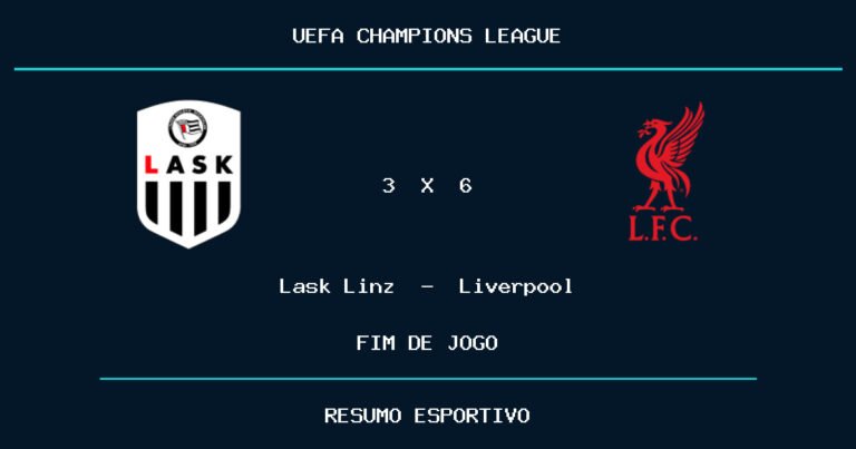 Lask Linz 3 x 6 Liverpool: resultado da partida