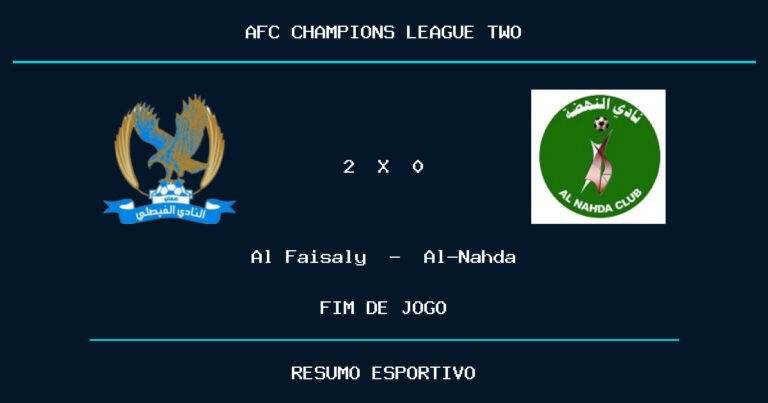 Al Faisaly 2 x 0 Al-Nahda: resultado da partida