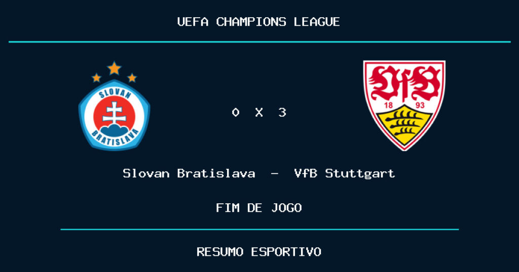 Slovan Bratislava 0 x 3 VfB Stuttgart: resultado da partida