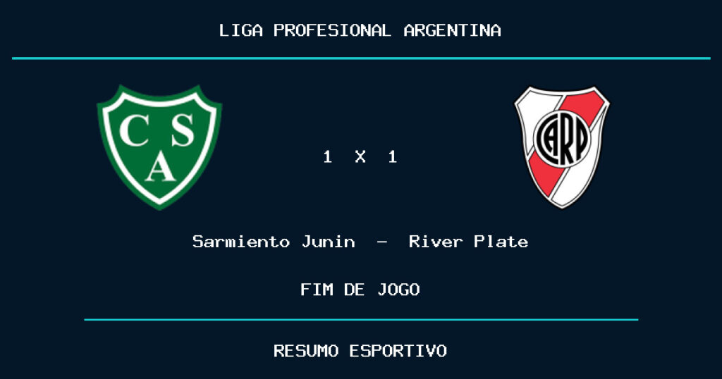 Sarmiento Junin 1 x 1 River Plate: resultado da partida
