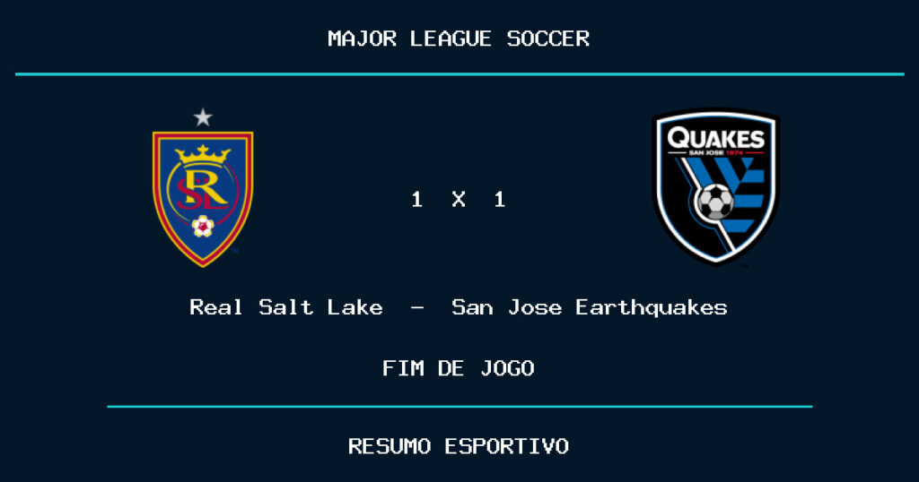 San Jose Earthquakes busca empate aos 90+4 e evita derrota contra Real Salt Lake