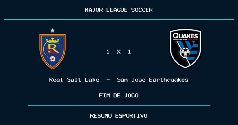 San Jose Earthquakes busca empate aos 90+4 e evita derrota contra Real Salt Lake