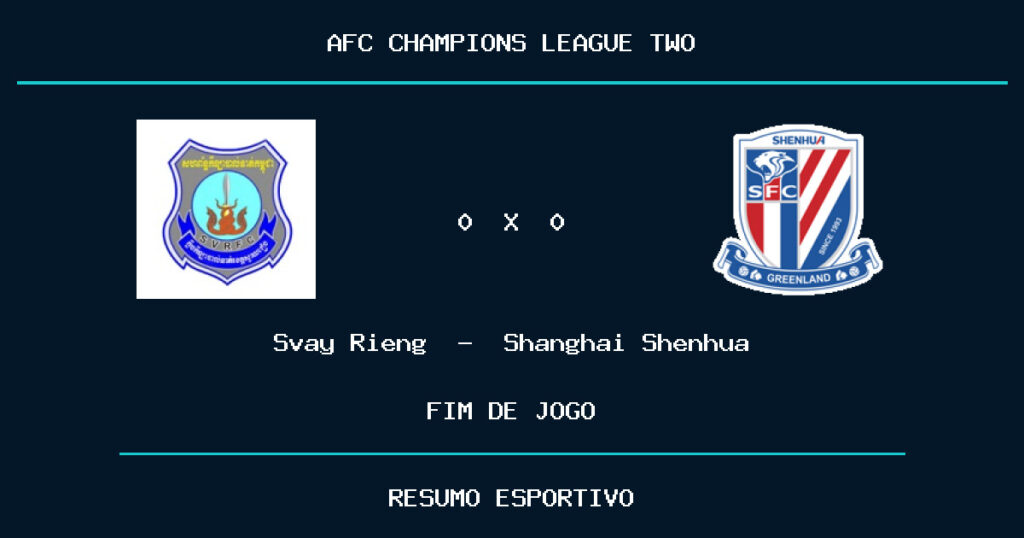 Svay Rieng e Shanghai Shenhua empatam por 0 a 0