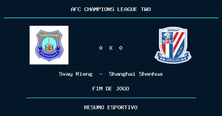 Svay Rieng e Shanghai Shenhua empatam por 0 a 0