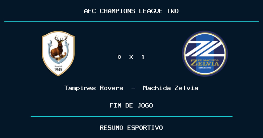 Machida Zelvia marca no fim e vence Tampines Rovers por 1 a 0