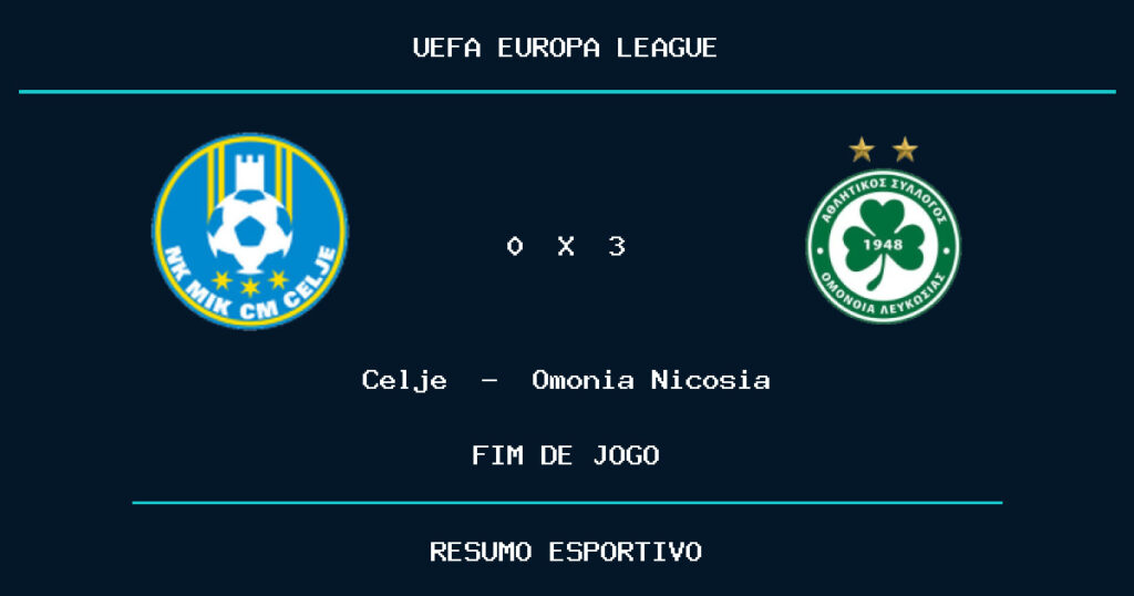 Omonia Nicosia vence Celje por 3 a 0