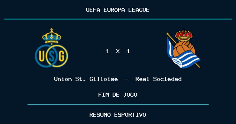 Union St. Gilloise e Real Sociedad empatam por 1 a 1