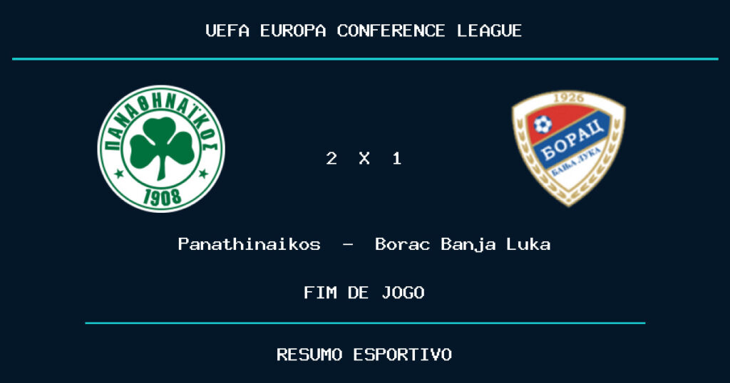 Panathinaikos vence Borac Banja Luka por 2 a 1