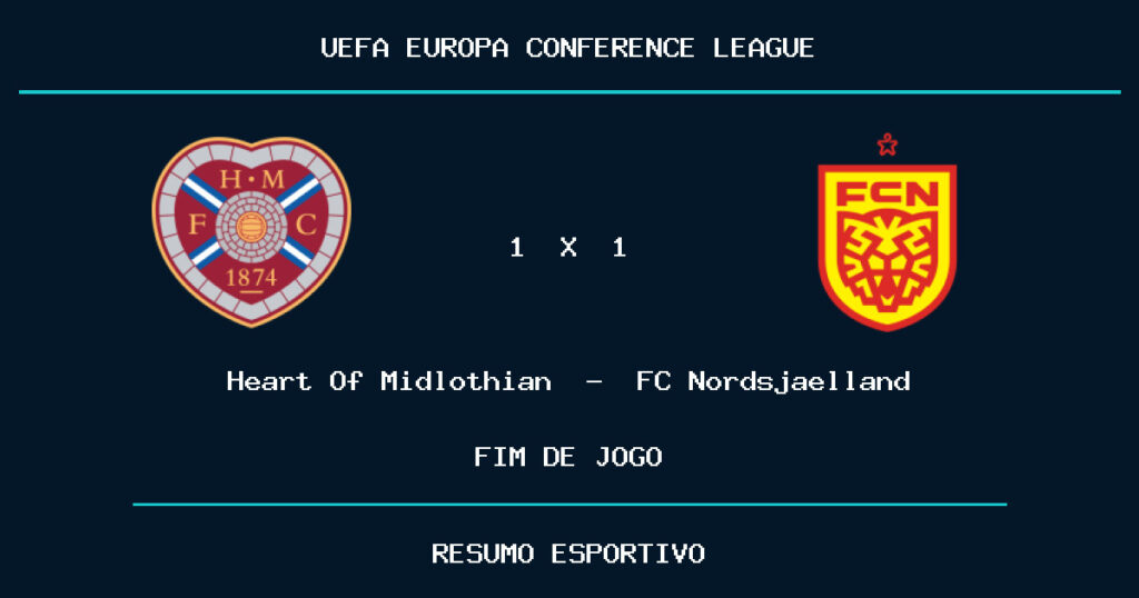 Heart Of Midlothian e FC Nordsjaelland empatam por 1 a 1