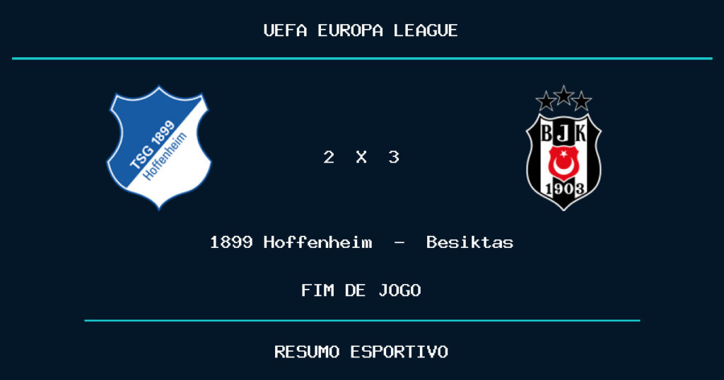 Beşiktaş vence 1899 Hoffenheim por 3 a 2