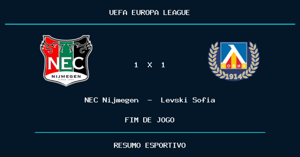 NEC Nijmegen e Levski Sofia empatam por 1 a 1