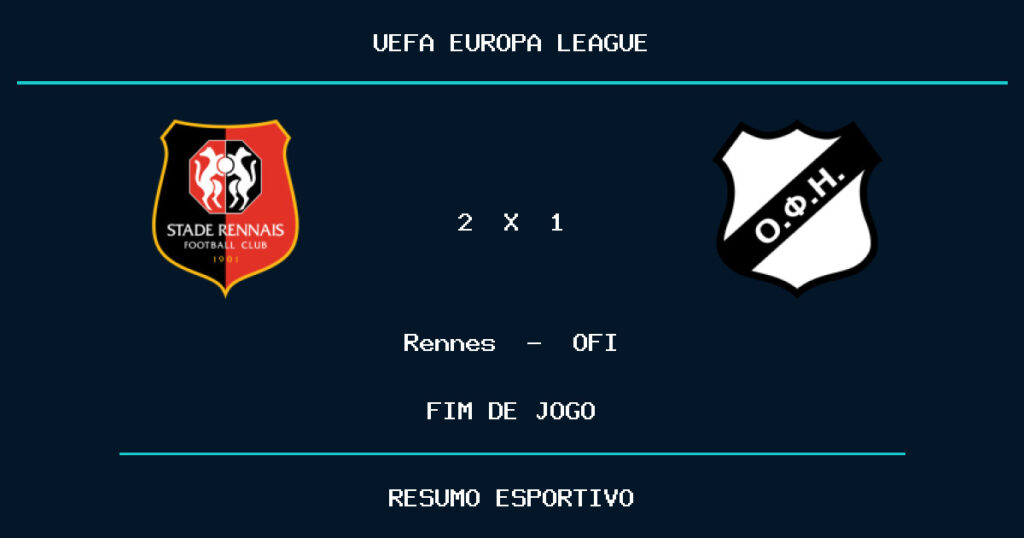 Rennes marca no fim e vence OFI por 2 a 1