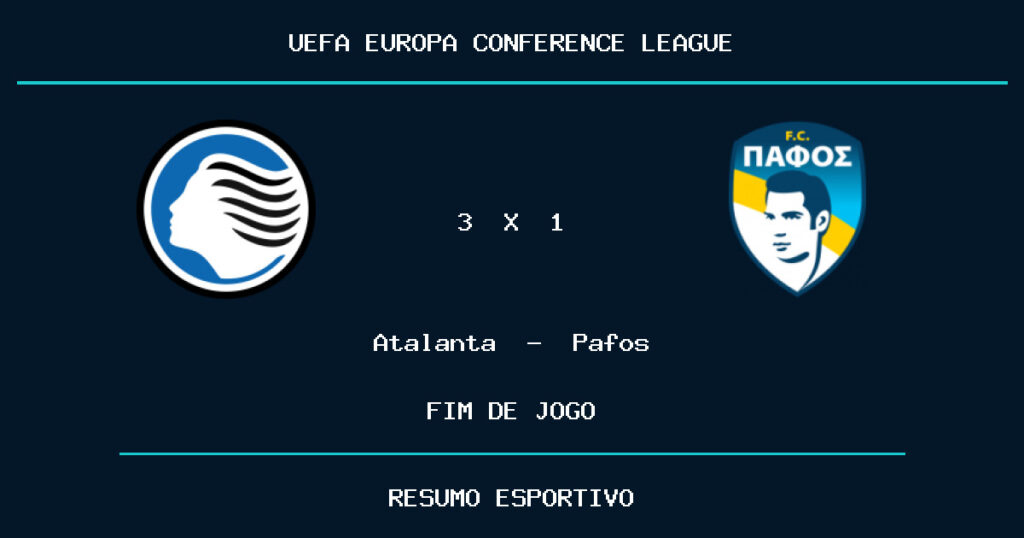 Atalanta vence Pafos por 3 a 1