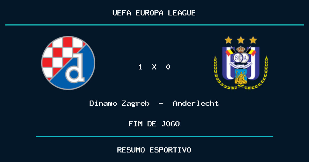 Dinamo Zagreb marca no fim e vence Anderlecht por 1 a 0
