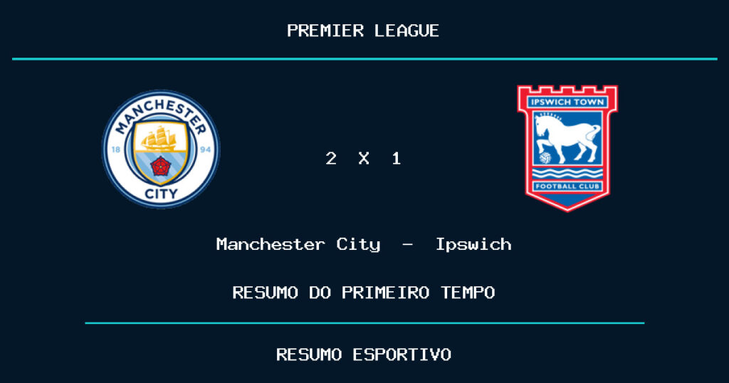 Manchester City 2 x 1 Ipswich: como foi o primeiro tempo