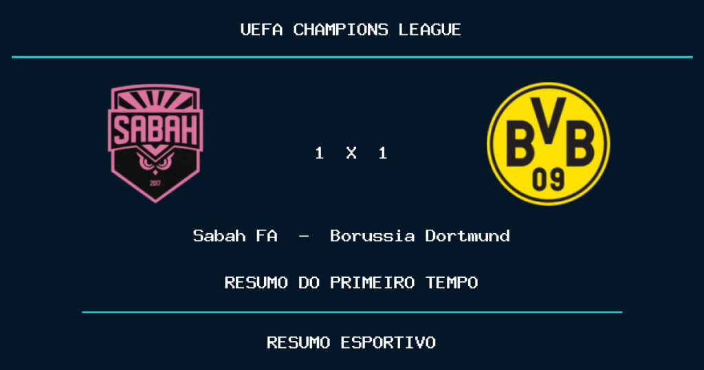 Sabah FA 1 x 1 Borussia Dortmund: como foi o primeiro tempo