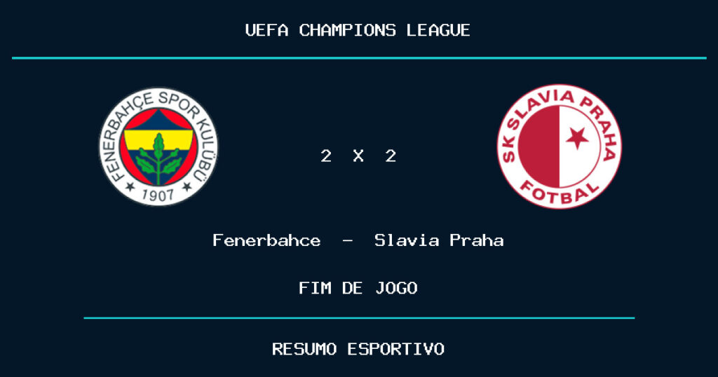Slavia Praha busca empate aos 90 e evita derrota contra Fenerbahçe