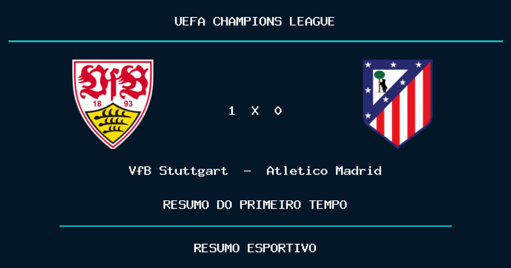 VfB Stuttgart 1 x 0 Atletico Madrid: como foi o primeiro tempo