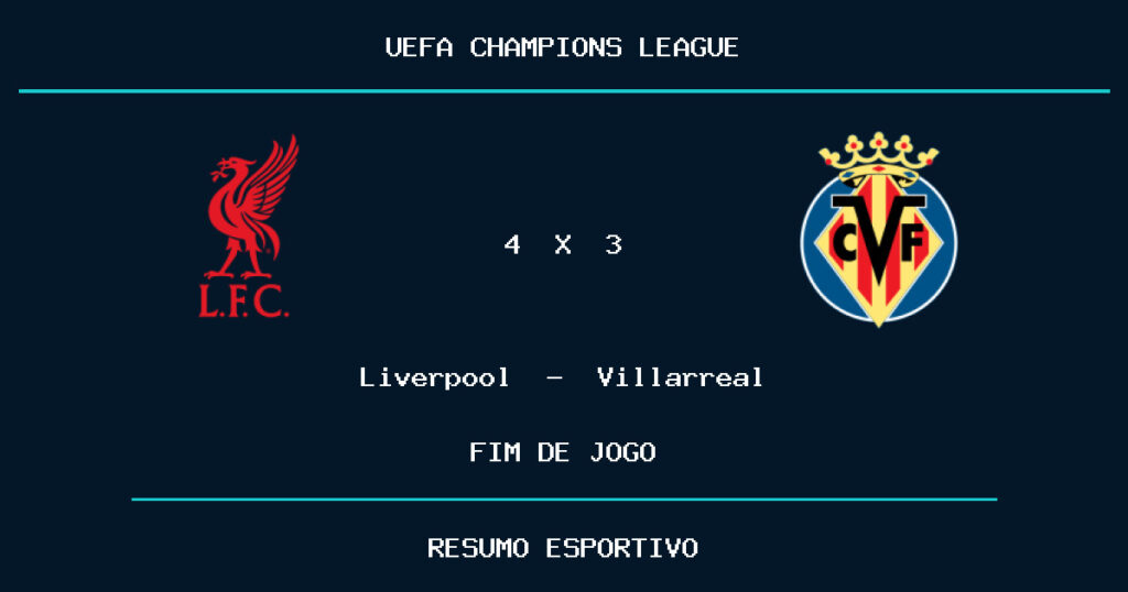 Liverpool reage e vence Villarreal por 4 a 3