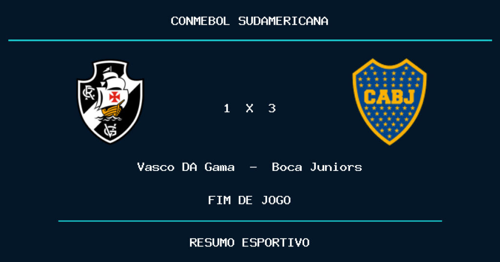 Boca Juniors vence Vasco DA Gama por 3 a 1