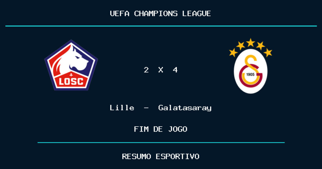 Galatasaray reage e vence Lille por 4 a 2