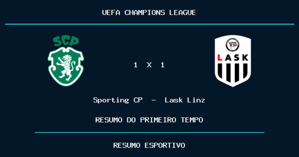 Sporting CP 1 x 1 Lask Linz: como foi o primeiro tempo