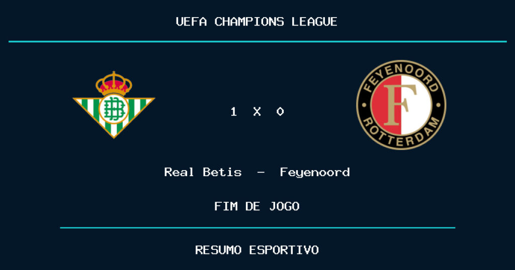 Real Betis vence Feyenoord por 1 a 0
