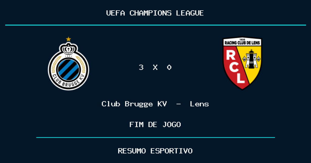 Club Brugge KV vence Lens por 3 a 0