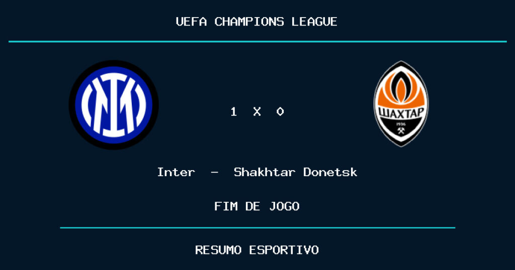 Inter vence Shakhtar Donetsk por 1 a 0