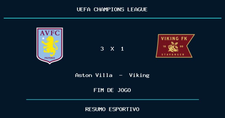 Aston Villa vence Viking por 3 a 1