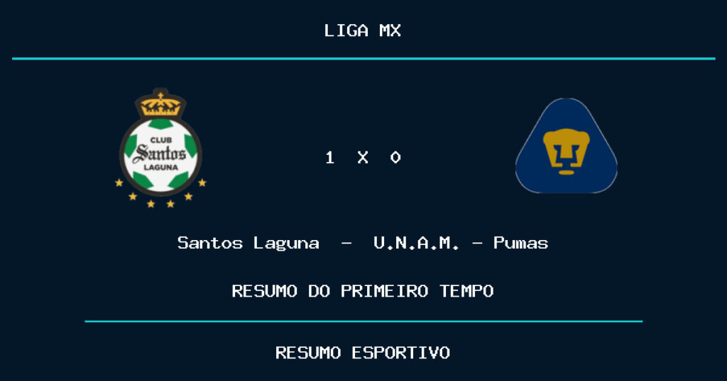Santos Laguna 1 x 0 U.N.A.M. – Pumas: como foi o primeiro tempo