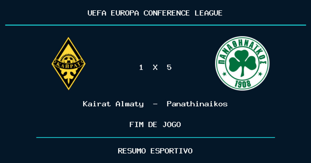 Panathinaikos vence Kairat Almaty por 5 a 1