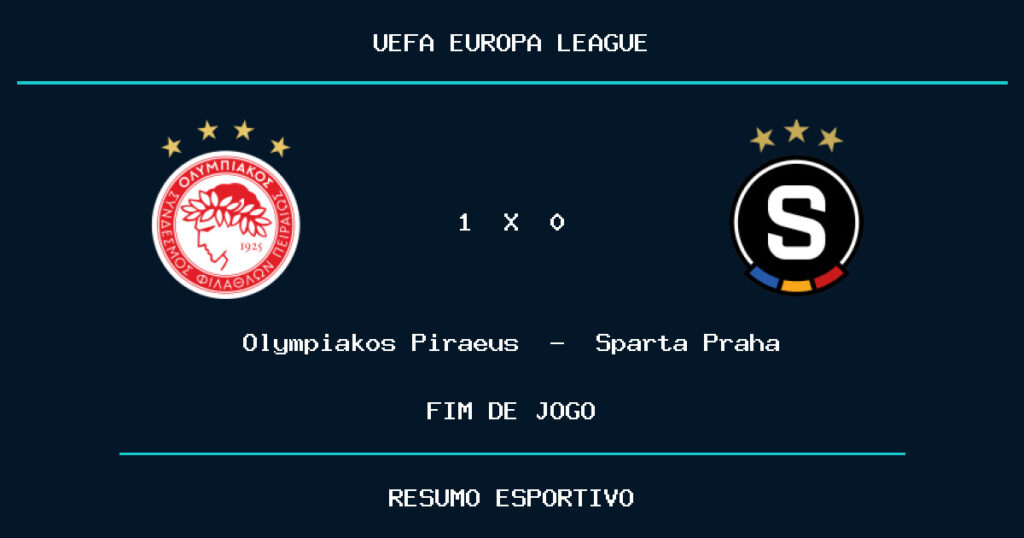 Olympiakos Piraeus vence Sparta Praha por 1 a 0